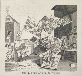 1824年 铜版画 雕刻凹版《THE BATTLE OF THE PICTURES》 -出自 英国艺术家 威廉·荷加斯(William Hogarth)作品，雕刻：托马斯·库克