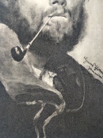 【汉斯·托马】1922年 铜版画 照相凹版《Romifcher Bauer》附资料页，汉斯·托马（Hans Thoma）德国画家
