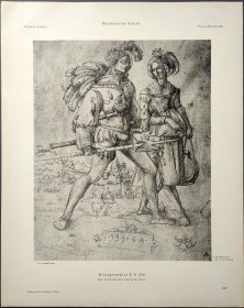 1896年 珂罗版 版画《DER LANDSKNECHT UND SEINE FRAU》 纸张36.5×29厘米