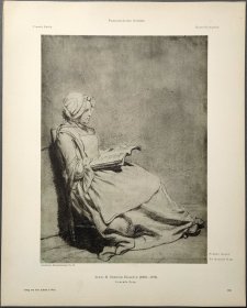 1896年 珂罗版 版画《FEMME LISANT》 纸张36.5×29厘米