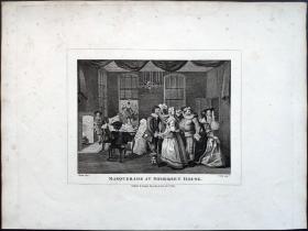 1824年 铜版画 雕刻凹版《萨默塞特宫化妆舞会 MASQUERADE AT SOMERSET HOUSE》- 英国画家 威廉·荷加斯（William Hogarth）作品