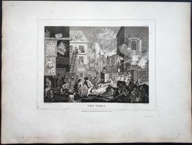 1824年 铜版画 雕刻凹版《THE TIMES_1》- 英国画家 威廉·荷加斯（William Hogarth）作品