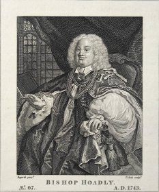 1824年 铜版画 雕刻凹版《BISHOP HOADLY》 -出自 英国艺术家 威廉·荷加斯(William Hogarth)作品，雕刻：托马斯·库克