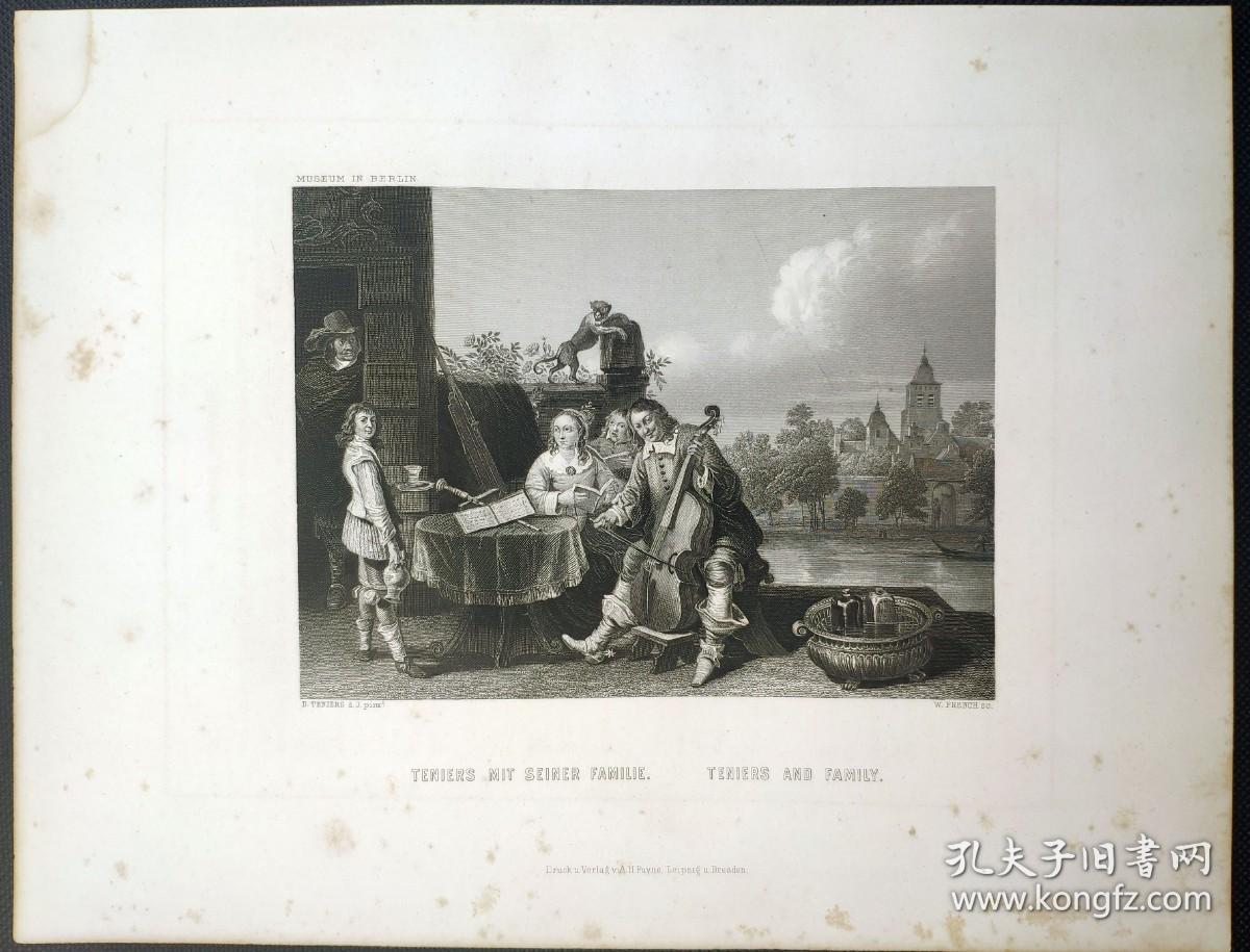 1871年 钢版画 雕刻凹版《房客和家人，TENIERS AND FAMILY》