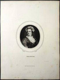 1824年 铜版画 雕刻凹版《芬顿小姐 MISS FENTON》- 出自 英国画家 威廉·荷加斯（William Hogarth）作品