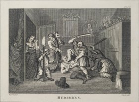 1824年 铜版画 雕刻凹版《HUDIBRAS，胡迪布拉斯_4》- 出自 英国画家 威廉·荷加斯（William Hogarth）作品