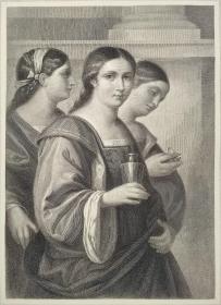 1860年 钢版画 雕刻凹版《del Piombo,Fraueugruppe》
