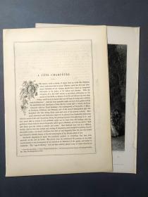 【弗农系列版画 附资料页】1851年 钢版画 雕刻凹版《A FETE CHAMPETRE》