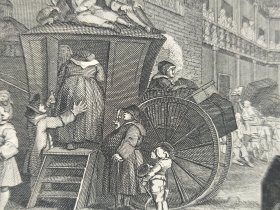 1824年 铜版画 雕刻凹版《A COUNTRY INN YARD》 -出自 英国艺术家 威廉·荷加斯(William Hogarth)作品，雕刻：托马斯·库克