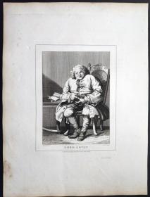 1824年 铜版画 雕刻凹版《LORD LOVAT》- 英国画家 威廉·荷加斯（William Hogarth）作品