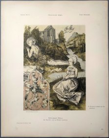 1896年 珂罗版 版画《ST. BENOIT SE ROULANT SUR DES CHARDONS》 纸张36.5×29厘米