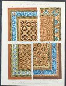 1855年 彩色石版画 《版4-釉上彩瓷砖装饰图样》-1855年《艺术日志》收录作品