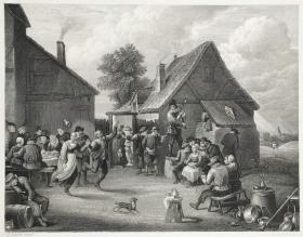 1849年 钢版画 雕刻凹版《农民的婚礼,THE PEASANT'S WEDDING》