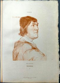 1885年  石版画《JOHN POYNTZ》源自 德国画家 汉斯·荷尔拜因（HANS HOLBEIN）作品、弗朗茨·汉恩斯坦印制、德国吉满纸业手工纸印制、纸张47*34厘米