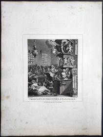 1824年 铜版画 雕刻凹版《轻信、迷信与狂热,CREDULITY,SUPERSTITION & FANATICISM》 英国画家 威廉·荷加斯（William Hogarth）作品