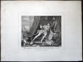 1824年 铜版画 雕刻凹版《MR.GARRICK IN THE CHARACTER OF RICHARD THE Ⅲ》- 英国画家 威廉·荷加斯（William Hogarth）作品