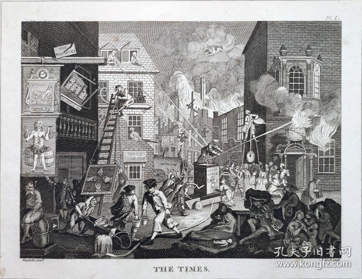 1824年 铜版画 雕刻凹版《THE TIMES_1》- 英国画家 威廉·荷加斯（William Hogarth）作品