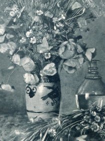 【汉斯·托马】1922年 铜版画 照相凹版《罂粟花 mohn》附资料页，汉斯·托马（Hans Thoma）德国画家