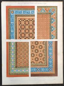 1855年 彩色石版画《版4-釉上彩瓷砖装饰图样》 -1855年《艺术日志》收录作品