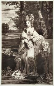 【限量400】1906年 美柔汀铜版画 照相凹版《本怀德女士肖像画，CATHERINE，LADY BAMPFYLDE》纸张37.5x30cm