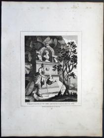 1824年 铜版画 雕刻凹版《FRONTISPIECE TO THE ARTISTS CATALOGUE 1761》- 英国画家 威廉·荷加斯（William Hogarth）作品