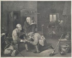 1849年 钢版画 雕刻凹版《治疗室，THE BARBER'S ROOM》