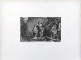 1844年 钢版画 雕刻凹版《THE BLACK LINN OF LINKLATER》