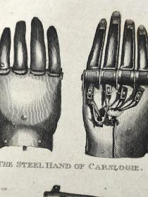 1814年 钢版画 雕刻凹版 中式拓裱《THE ARM APPARTUS TO THE HAND》- 版画印制于印度纸，中式拓裱于皇室纸上(super royal paper)，纸张37x26cm