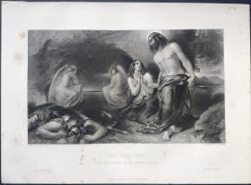 1853年 钢版画 雕刻凹版《墓穴，THE SEPULCHRE》-源自 英国画家 威廉·埃蒂（William Etty）作品