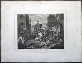 1824年 铜版画 雕刻凹版《选举_4，ELECTION》- 英国画家 威廉·荷加斯（William Hogarth）作品