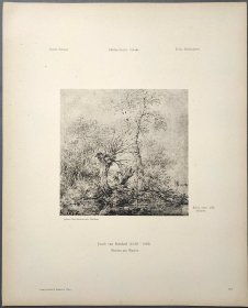 【雅各布·凡·雷斯达尔】1896年 珂罗版 版画《RIVER VIEW WITH WILLOWS》 纸张36.5×29厘米