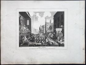 1824年 铜版画 雕刻凹版《THE TIMES_2》- 英国画家 威廉·荷加斯（William Hogarth）作品