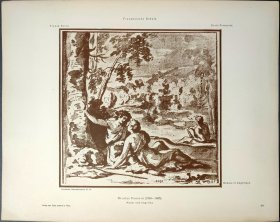 【尼古拉斯·普桑 】1896年 珂罗版 版画《MEDORE ET ANGELIQUE》 纸张36.5×29厘米
