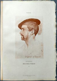 1885年  石版画《SIMON GEORGE OF QUOCOTE》源自 德国画家 汉斯·荷尔拜因（HANS HOLBEIN）作品、弗朗茨·汉恩斯坦印制、德国吉满纸业手工纸印制、纸张47*34厘米