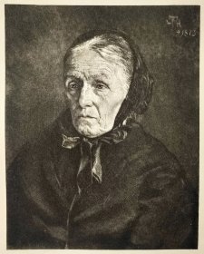 【汉斯·托马】1922年 铜版画 照相凹版《母亲 Die Mutter》附资料页，汉斯·托马（Hans Thoma）德国画家