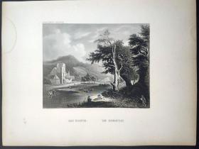 1871年 钢版画 雕刻凹版《寺庙，THE MONASTERY》