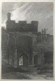 1814年 钢版画 雕刻凹版  中式拓裱《卡莱尔城堡 CARLISLE CASTLE》- 出自 英国艺术家 卢克·克莱内尔（LUKE CLENNELL）作品，英国版画家 约翰-格里格 （John Greig）雕刻印制； 版画印制于印度纸，中式拓裱于皇室纸上(super royal paper)，纸张37x26cm