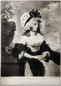 【限量300】1922年美柔汀铜版画 照相凹版《安妮·威廉姆斯·霍普 Portrait of Anne Goddard-Williams Hope》-弗朗茨·汉恩斯坦 纸张49x35厘米