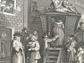 1824年 铜版画 雕刻凹版《A COUNTRY INN YARD》 -出自 英国艺术家 威廉·荷加斯(William Hogarth)作品，雕刻：托马斯·库克