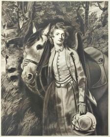 【限量400】1906年 美柔汀铜版画 照相凹版《查尔斯·斯潘塞夫人 LADY CHARLES SPENCERLADY CHARLES SPENCER》纸张37.5x30.cm，英国画家 乔舒亚·雷诺兹 作品