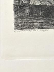 1891年 原创蚀刻凹版画《莱茵河畔之波恩大教堂内景》-德国画家、版画家、雕版师 波恩哈德・曼菲尔德(Bernhard Mannfeld)作品、纸张尺寸39x29cm