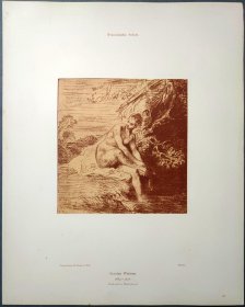 【安托万·华托】1896年 珂罗版 版画《BADENDES MADCHEN》 纸张36.5×29厘米