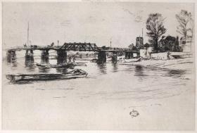【艺术的五十年特辑版】1900年 原创 蚀刻版画《桥，切尔西，CHELSEA》十九世纪末期的版画大师 詹姆斯·艾博特·麦克尼尔·惠斯勒作品