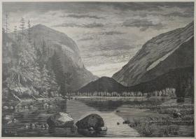 1873年 木口木刻 版画《科尔登湖,LAKE COLDEN》开纸41*27.8cm