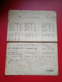 1946年手抄歌单一份《何日君再来》 尺寸：2 7.5 X 2 1CM