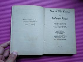 布面精装《如何赢得朋友及影响他人》全一册 [美]戴尔·卡耐基 著1938年