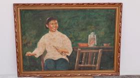 H325 · 人物油画 · · 尺寸：49*80厘米革命现代京剧《龙江颂》