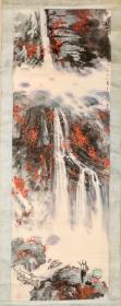 H281 · 邹良材 · 山水国画立轴· 1983年 · 井冈山 · 曾主持人民大会堂江西厅大型壁画创作 · 尺寸：99*34厘米