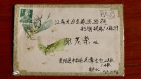 1959年5月贵阳县中和区寄江苏无锡实寄封 · 背贴纪47人民英雄纪念碑8分小全张