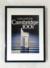 （包老孤品）100烟盒装饰 1989年美版老广告海报页挂画 带8开铝合金相框（38X26.5cm）家装挂画